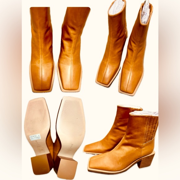 NWT SCHUTZ “Heires” Leather Ankle Booties in Ochre size 7 - Picture 6 of 6